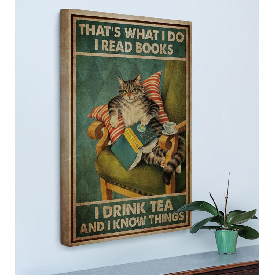 That's what i do i read books i drink tea and i know things book canvas, Gifts Canvas Wall Art, Reading Room, Book Lover Gifts for men and women, home decor