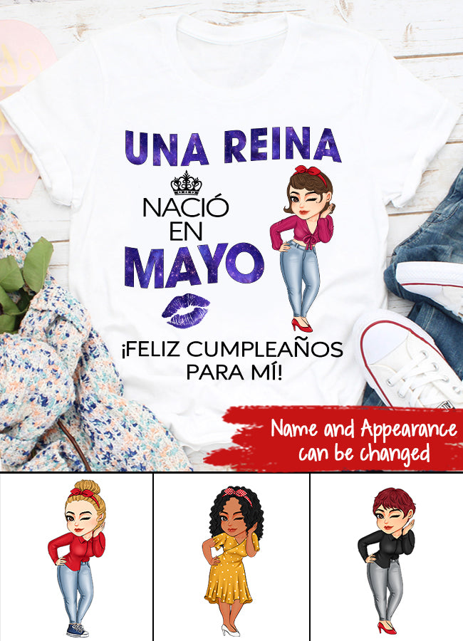 Camisa De Cumpleaños De Mayo, Camisa De Cumpleaños Personalizada, Reinas Nacidas En Mayo, Regalos De Cumpleaños De Mayo, Camisas De Mayo Para Mujeres