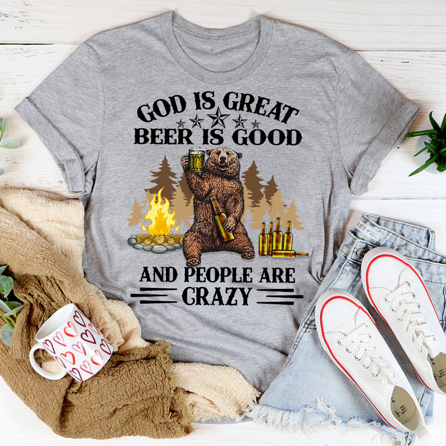 God is great beer is good and people are crazy Camping t shirt, Campers Gift, Camping lover unisex cotton t shirt