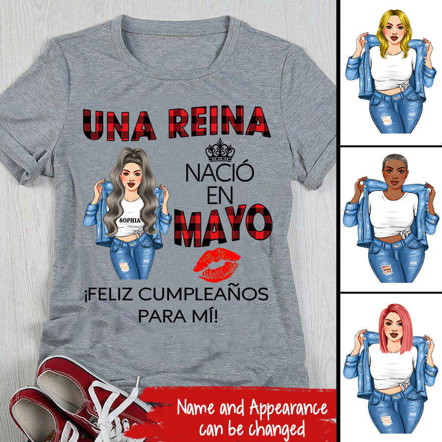 Camisa De Cumpleaños De Mayo, Camisa De Cumpleaños Personalizada, Reinas Nacidas En Mayo, Regalos De Cumpleaños De Mayo, Camisas De Mayo Para Mujeres