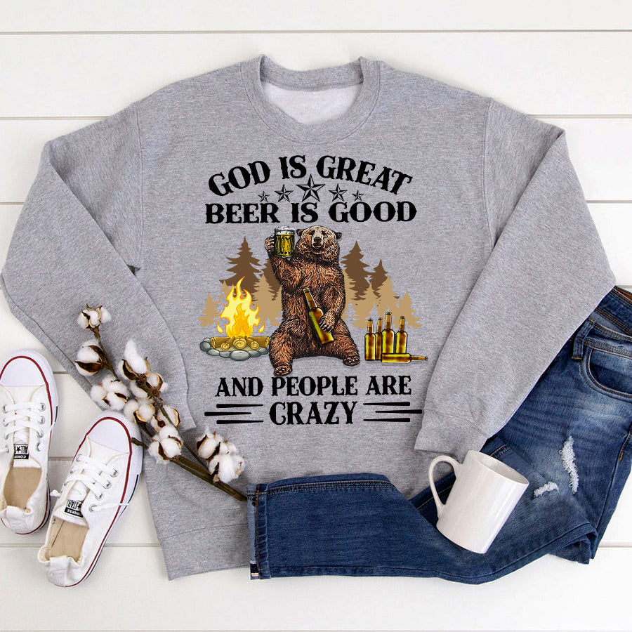 God is great beer is good and people are crazy Camping t shirt, Campers Gift, Camping lover unisex cotton t shirt
