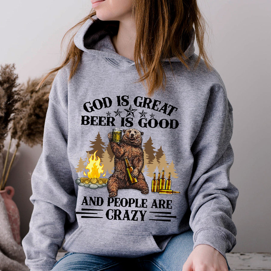 God is great beer is good and people are crazy Camping t shirt, Campers Gift, Camping lover unisex cotton t shirt