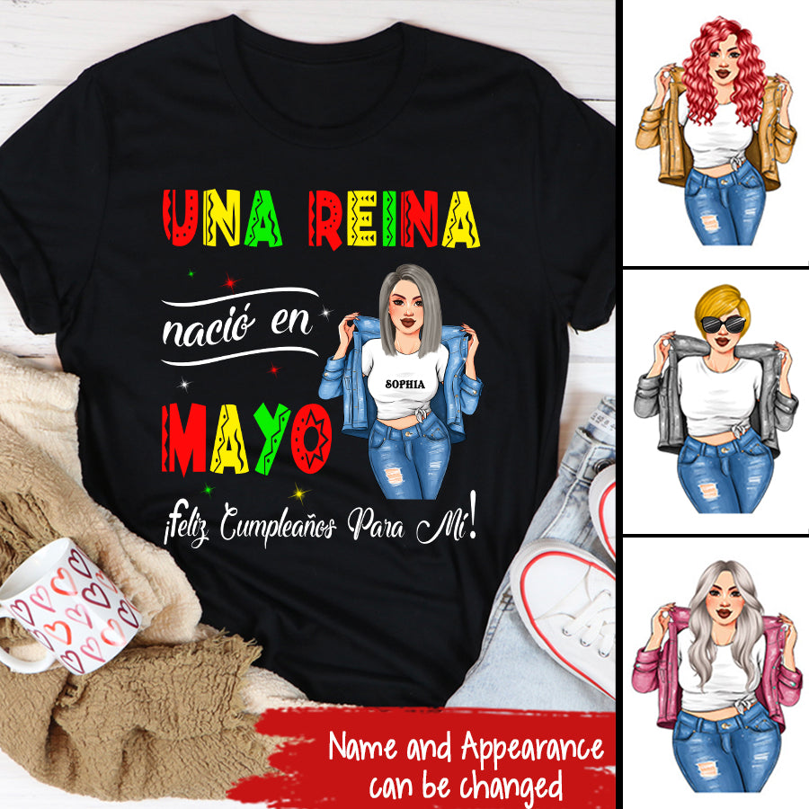 Camisa De Cumpleaños De Mayo, Camisa De Cumpleaños Personalizada, Reinas Nacidas En Mayo, Regalos De Cumpleaños De Mayo, Camisas De Mayo Para Mujeres