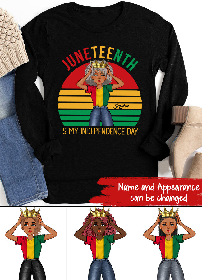 Juneteenth Shirt, Custom Juneteenth Shirt, Juneteenth Is My Independence Day Black Girl 4th Of July T-shirt