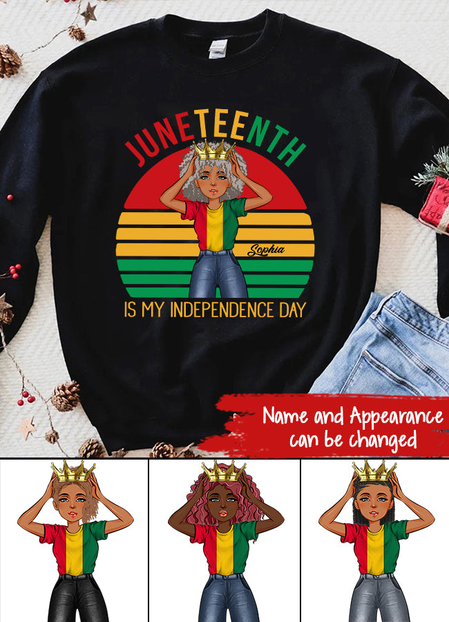 Juneteenth Shirt, Custom Juneteenth Shirt, Juneteenth Is My Independence Day Black Girl 4th Of July T-shirt