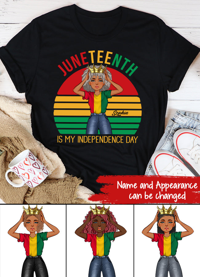 Juneteenth Shirt, Custom Juneteenth Shirt, Juneteenth Is My Independence Day Black Girl 4th Of July T-shirt