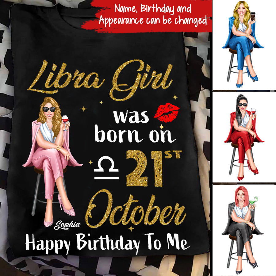 Custom Birthday Shirt, Libra Zodiac T Shirt, Libra Birthday Shirt, Libra T Shirts For Ladies, Libra Queen Birthday Shirt