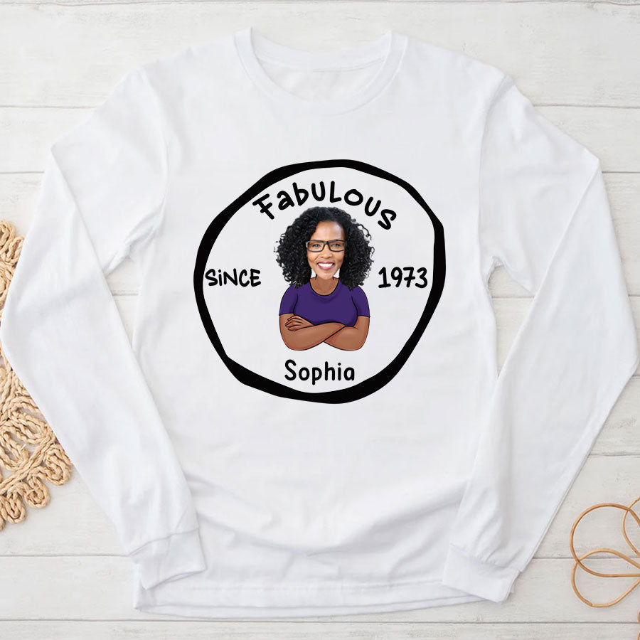 50th birthday shirts for her, Personalised 50th birthday gifts, 1973 t shirt, 50 and fabulous shirt, 50th birthday shirt ideas, gift ideas 50th birthday woman
