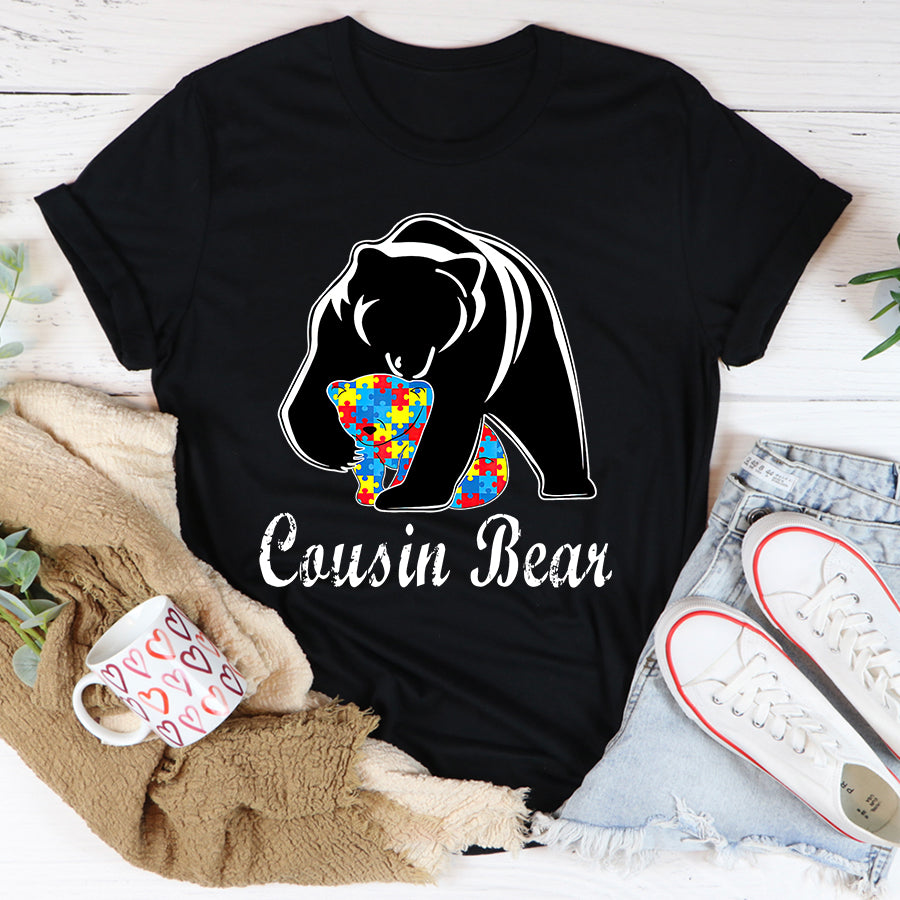 Autism Awareness Cousin Bear Support Autistic Adults T-Shirt Autism Awareness Shirt
