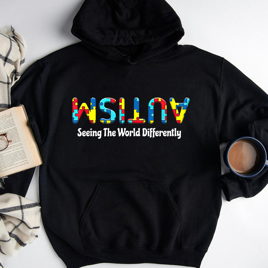 Autism Seeing The World Differently Upside Autism Awareness T-Shirt Autism Awareness Shirt