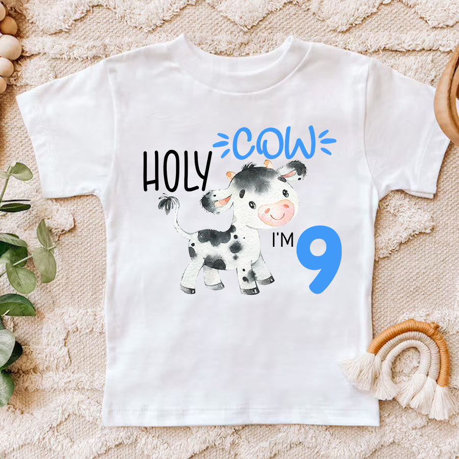 9th Birthday Shirt,  Cow Birthday Shirt, Nine Birthday Shirt, 9th Birthday T Shirt, Baby Shirt