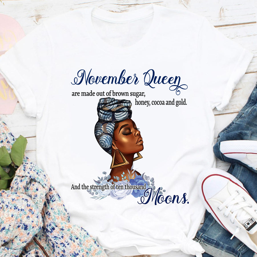 November Birthday Shirt For Woman, Queens are Born In November Gifts, Melanin Afro Woman Shirt, Black Girl Tee, Afro Queen Gift