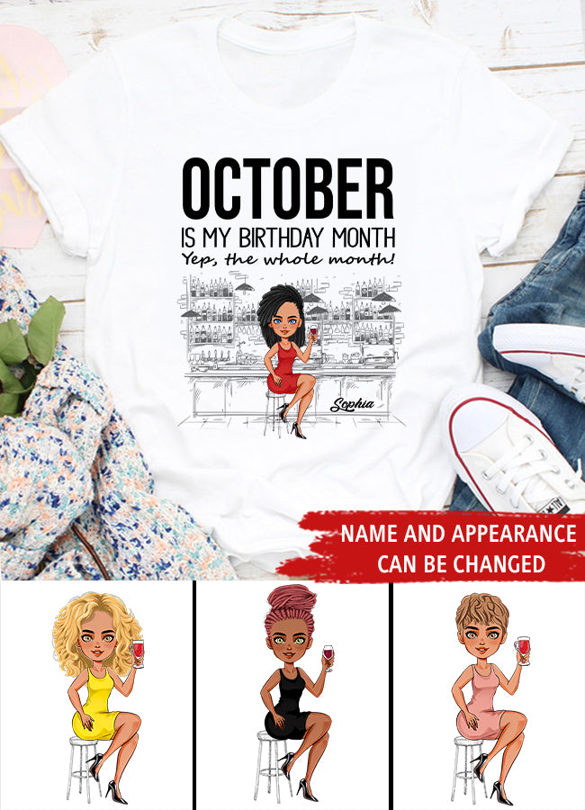 Custom October Birthday Shirt For Woman, Queens are Born In October Gifts, Melanin Afro Woman Shirt, Black Girl Tee, Afro Queen Gift