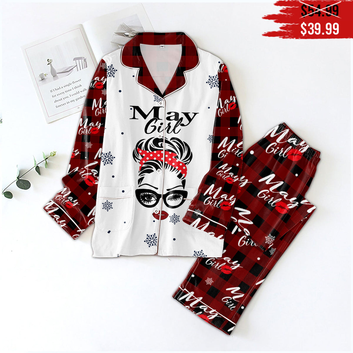 Women&#39;s Pajamas Set For May Woman, A Queen Was Born In May, Birthday Pajamas, Birthday gifts for May Woman