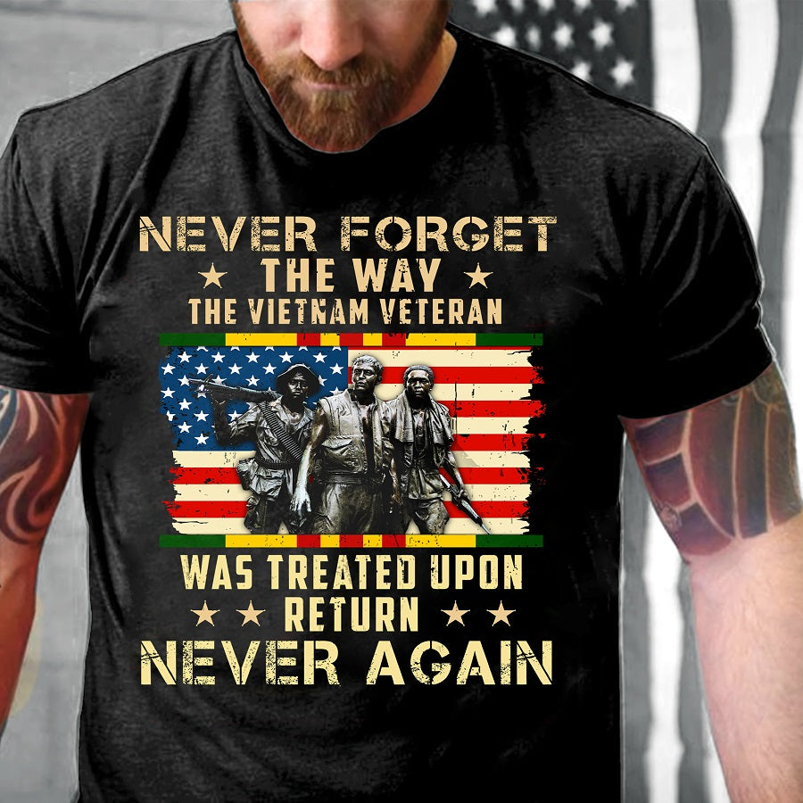 VietNam Veteran T Shirt, Never Forget The Way The Vietnam Veteran Was Treated Upon Return Never Again Gift, Proud Veteran Shirt