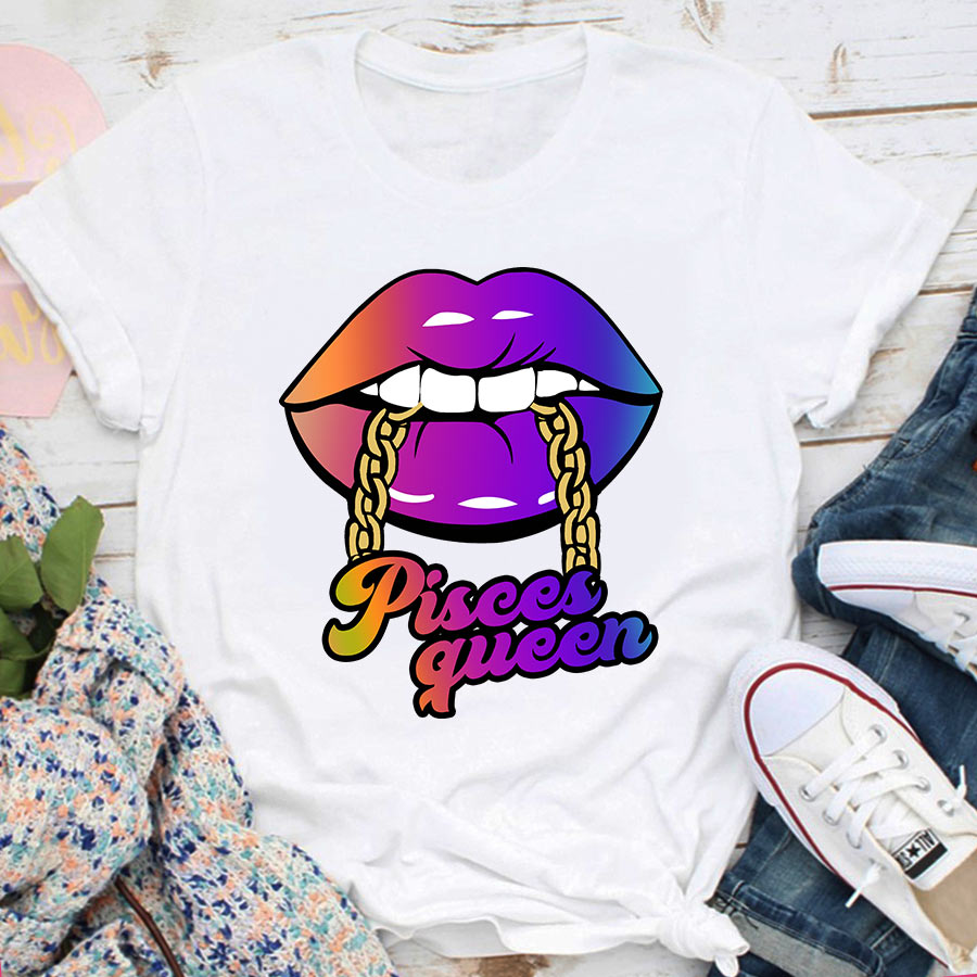 Pisces Girl, Pisces Birthday Shirts For Woman, Pisces Birthday Month, Pisces Cotton T-Shirt For Her