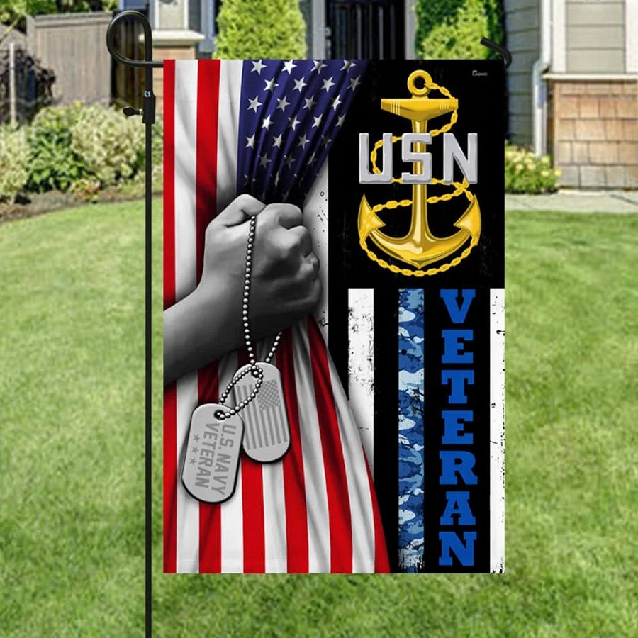US Navy Veteran, Proudly Served Honor Courage Commitment Veteran Flag