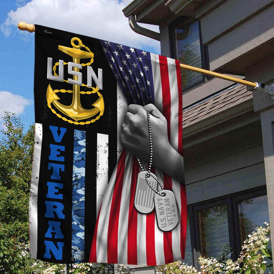 US Navy Veteran, Proudly Served Honor Courage Commitment Veteran Flag