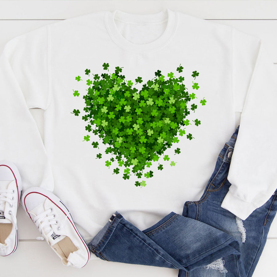 Saint Patrick&#39;s Day Heart Shirt, St Patrick Day Shirt, Shamrock Shirt, Heart Shamrock Shirt, Lucky Shirt, Irish Shirt, St. Paddy&#39;s Day Shirt