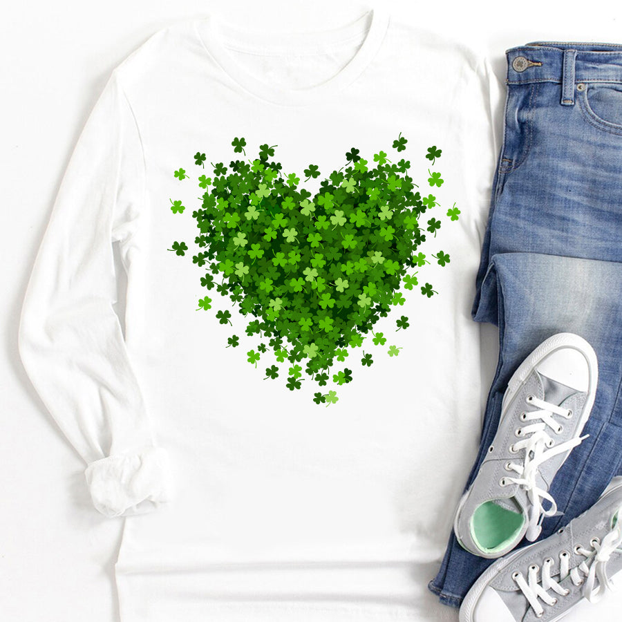 Saint Patrick&#39;s Day Heart Shirt, St Patrick Day Shirt, Shamrock Shirt, Heart Shamrock Shirt, Lucky Shirt, Irish Shirt, St. Paddy&#39;s Day Shirt