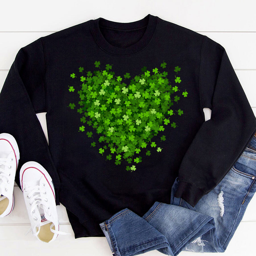 Saint Patrick&#39;s Day Heart Shirt, St Patrick Day Shirt, Shamrock Shirt, Heart Shamrock Shirt, Lucky Shirt, Irish Shirt, St. Paddy&#39;s Day Shirt