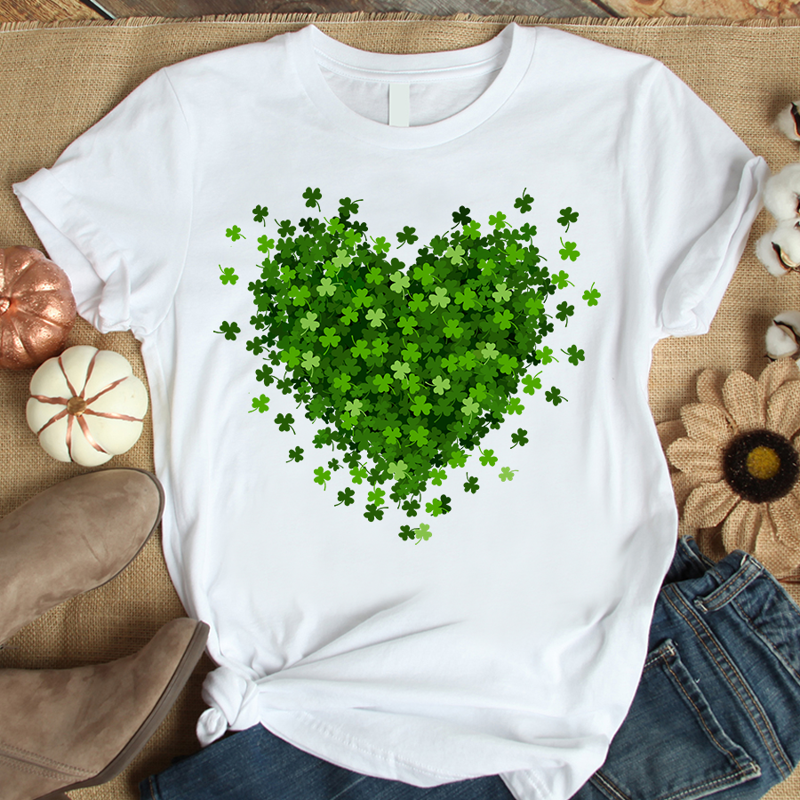 Saint Patrick's Day Heart Shirt, St Patrick Day Shirt, Shamrock Shirt, Heart Shamrock Shirt, Lucky Shirt, Irish Shirt, St. Paddy's Day Shirt