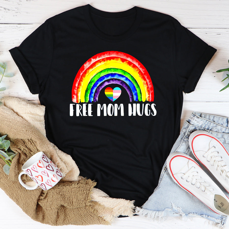 LGBT Shirts, Rainbow Pride Shirt, LGBTQ Free Mom Hugs Gay Pride LGBT Ally Rainbow Mother's Day T-Shirt