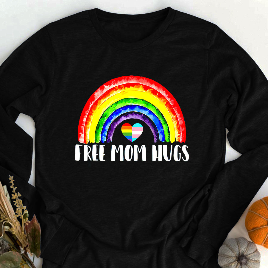 LGBT Shirts, Rainbow Pride Shirt, LGBTQ Free Mom Hugs Gay Pride LGBT Ally Rainbow Mother&#39;s Day T-Shirt