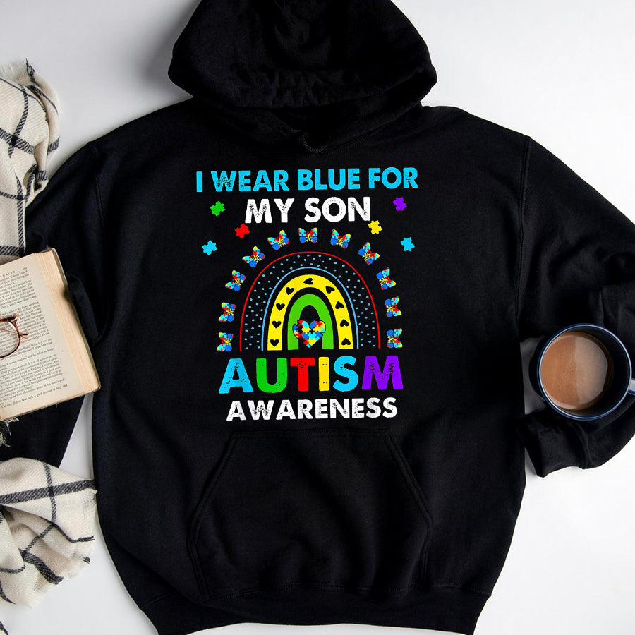 Autism Awareness Shirt I Wear Blue For My Son Autism Awareness Rainbow T-Shirt Autism Ribbon Shirts