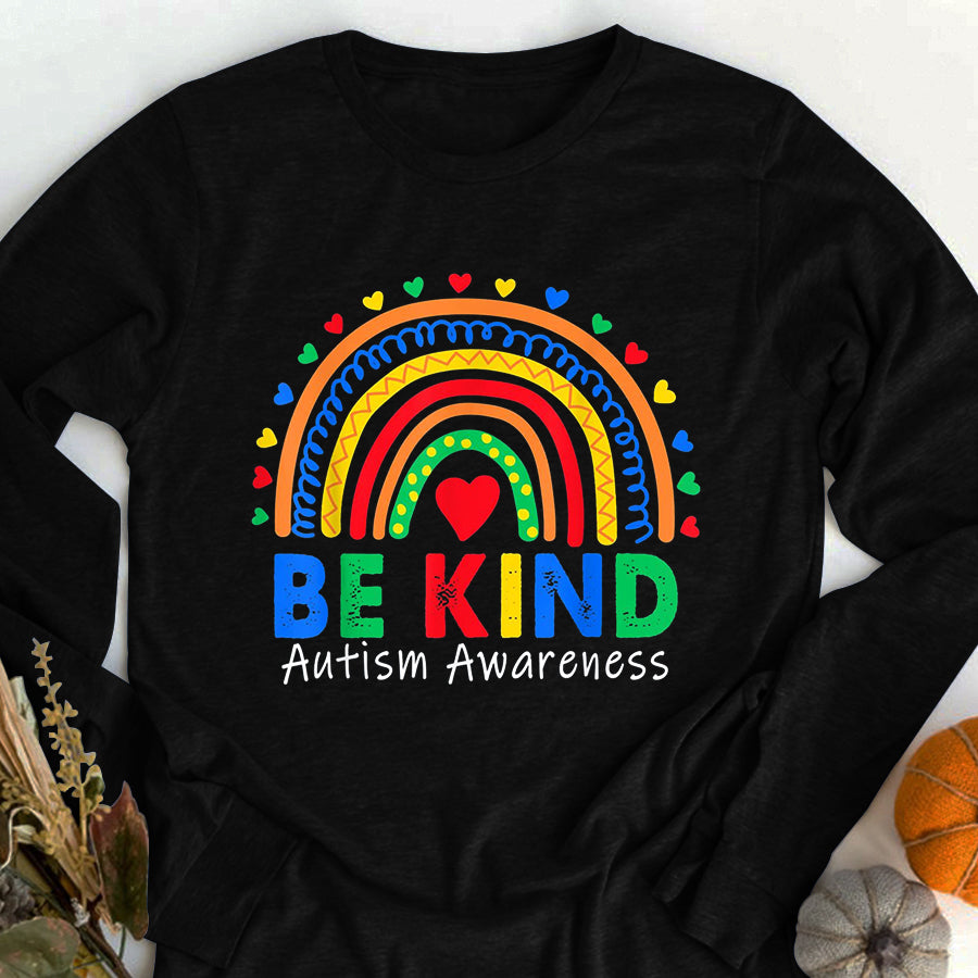 Autism Awareness Shirt Be Kind Autism Rainbow Autism Awareness Day T-Shirt Autism Ribbon Shirts