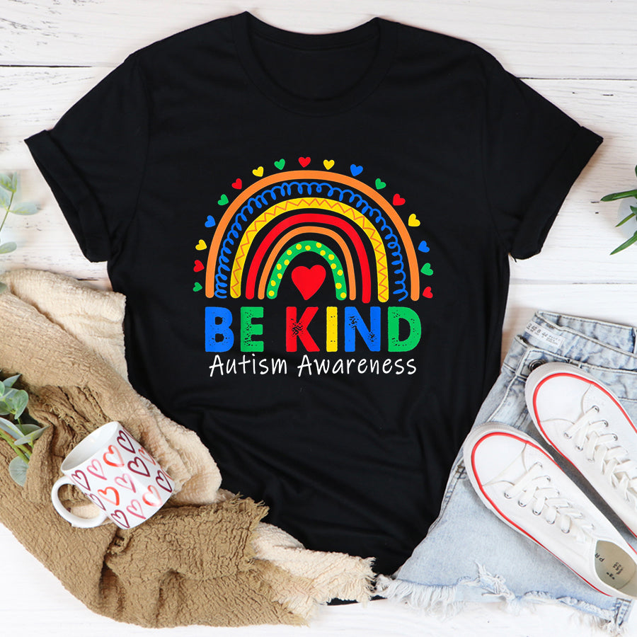 Autism Awareness Shirt Be Kind Autism Rainbow Autism Awareness Day T-Shirt Autism Ribbon Shirts