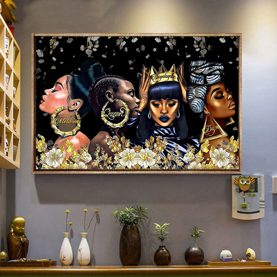 Beautiful Black Women Poster, Melanin Art, Black Culture Poster, flower Lover poster, Gift for black women, Wall Art Decor, Home Decor