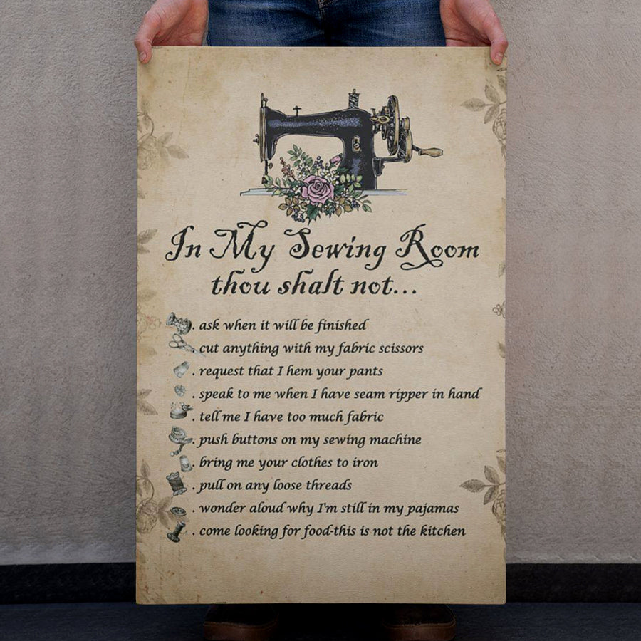 In my sewing room thou shalt not sewing poster, Machine Poster, Sewing Gift, Craft Room, Gift for women, Wall Art Decor, home decor