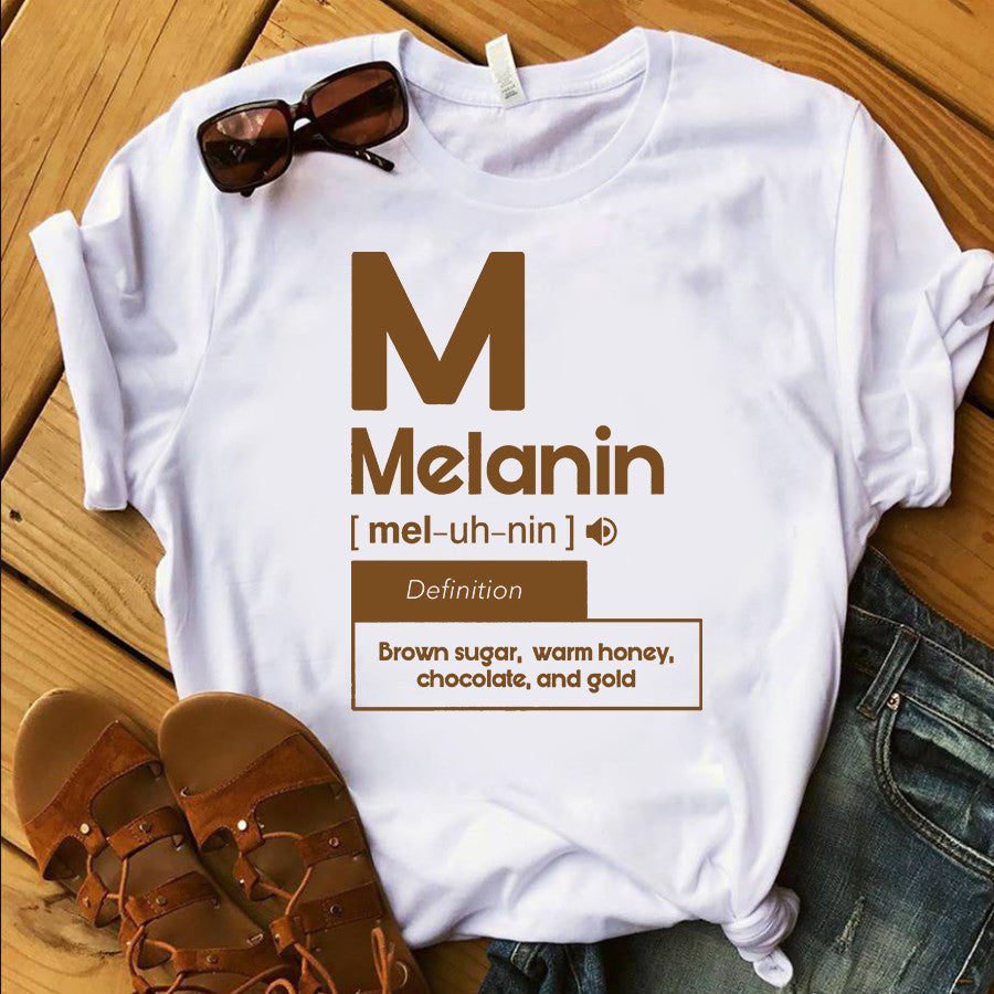 Melanin definition brown sugar warm honey chocolate gold Melanin Tshirt, Black Girl Tshirt, Black Mixed With cotton shirt for women