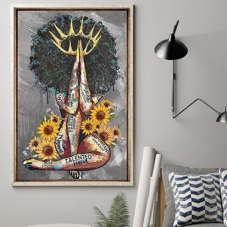 Strong smart important talented beautiful Black Women poster, Melanin Art, Black Culture poster, sunflower lover, Gift for black women, Wall Art Decor, home decor