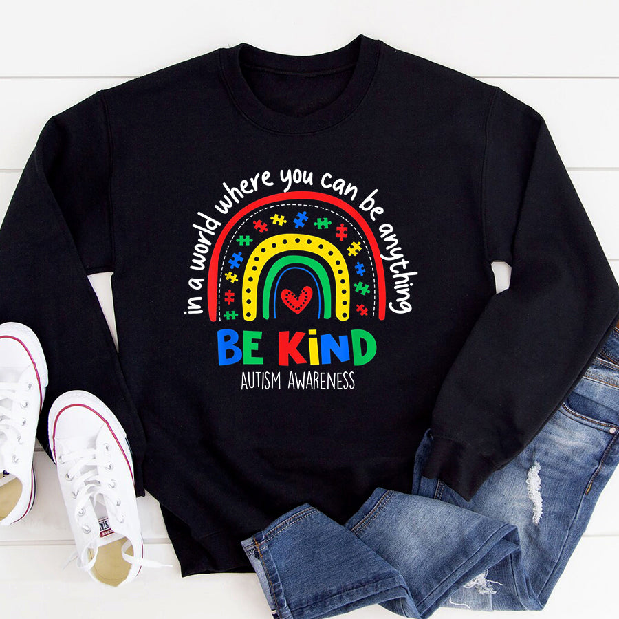 Autism Awareness Shirt Autism Awareness Day In A World Where You Can Be Anything T-Shirt Autism Ribbon Shirts