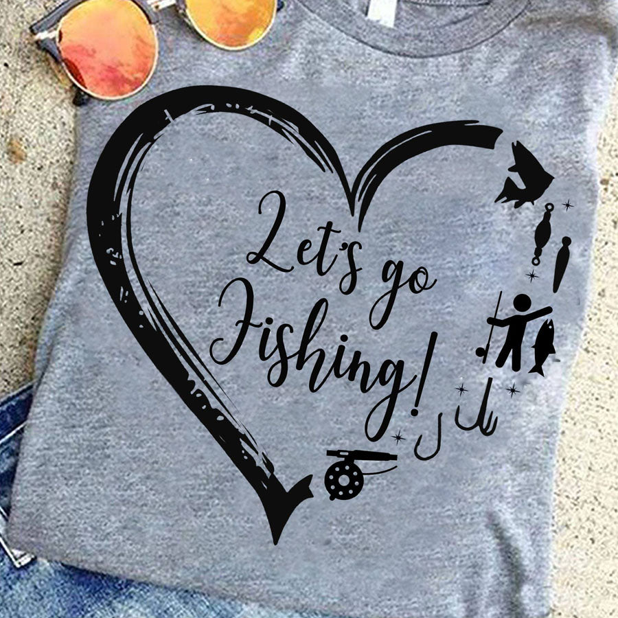 Let's go fishing t shirt, Cute fishing T Shirt, Camping Gift, Fishing Lover Unisex Cotton T Shirt