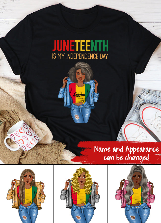 Juneteenth Shirt, Custom Juneteenth Shirt, Juneteenth Is My Independence Day Black Women 4th Of July T-Shirt