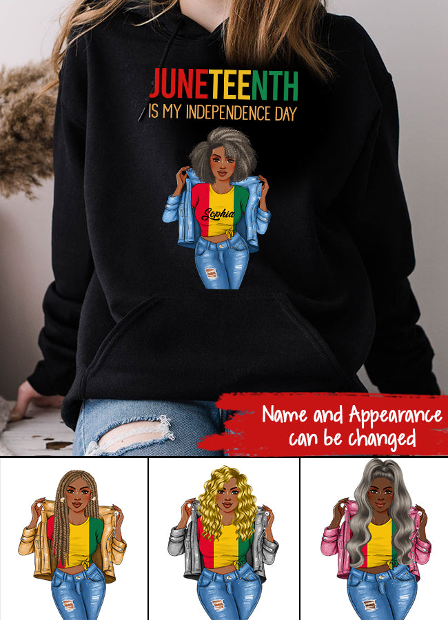 Juneteenth Shirt, Custom Juneteenth Shirt, Juneteenth Is My Independence Day Black Women 4th Of July T-Shirt