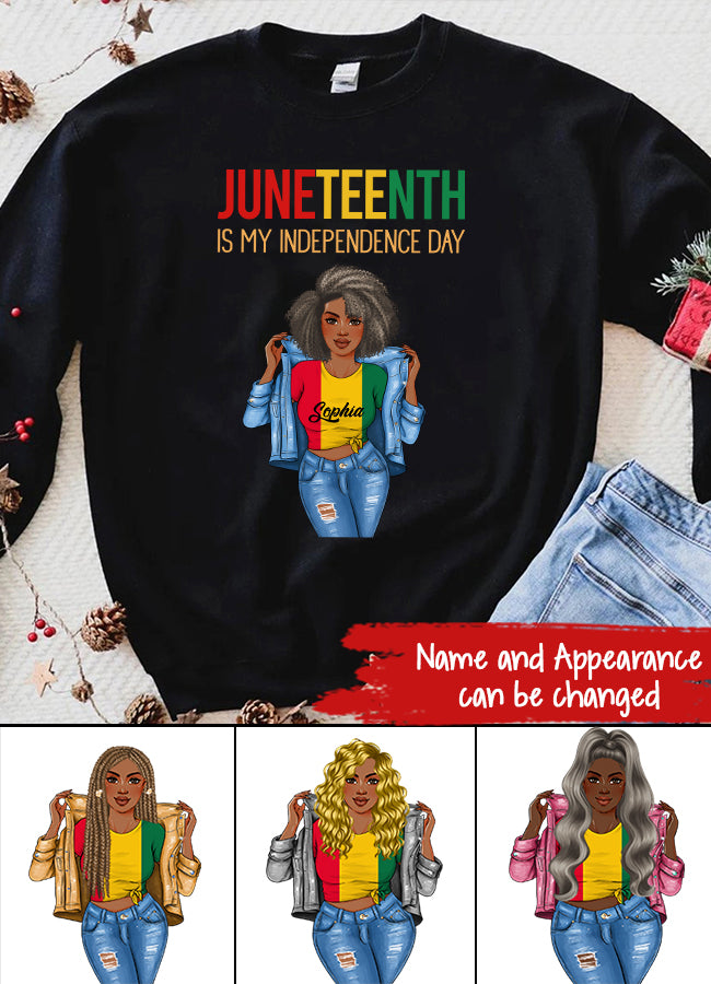 Juneteenth Shirt, Custom Juneteenth Shirt, Juneteenth Is My Independence Day Black Women 4th Of July T-Shirt