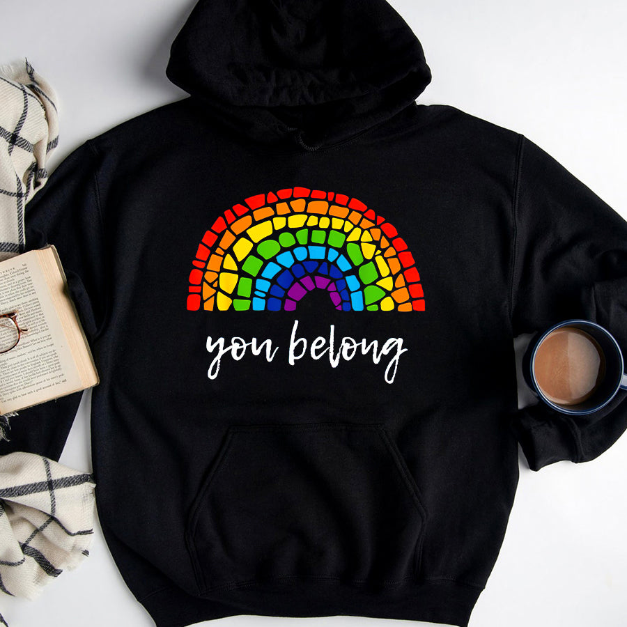 LGBT Shirts, Rainbow Pride Shirt, You Belong LGBTQ  Rainbow Gay Pride T-Shirt