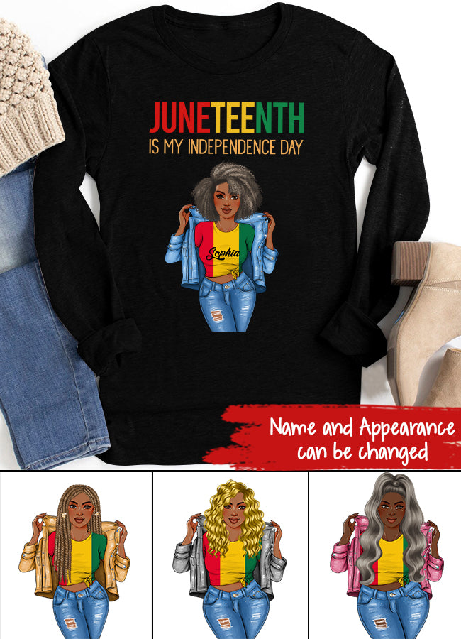 Juneteenth Shirt, Custom Juneteenth Shirt, Juneteenth Is My Independence Day Black Women 4th Of July T-Shirt