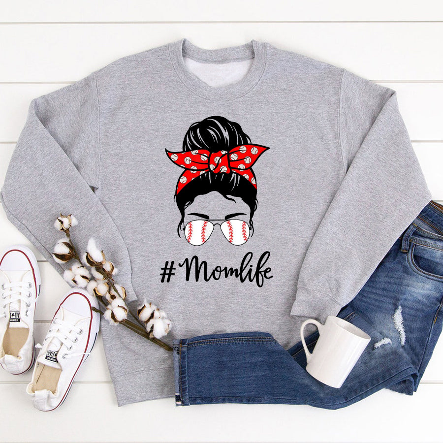 Baseball Mom Shirt Baseball Mom Life Messy Bun Sunglasses Women Mothers Day T-Shirt Mother Day Shirts