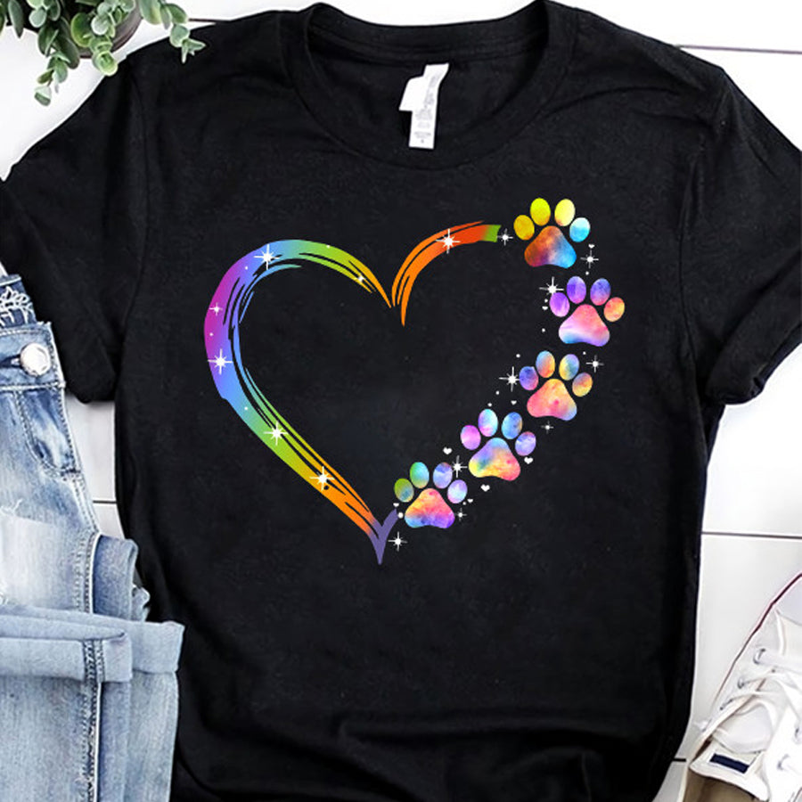 Heart color dog t shirt, Dog owner gift, Dog Lover gift, LGBT shirts unisex cotton t shirt