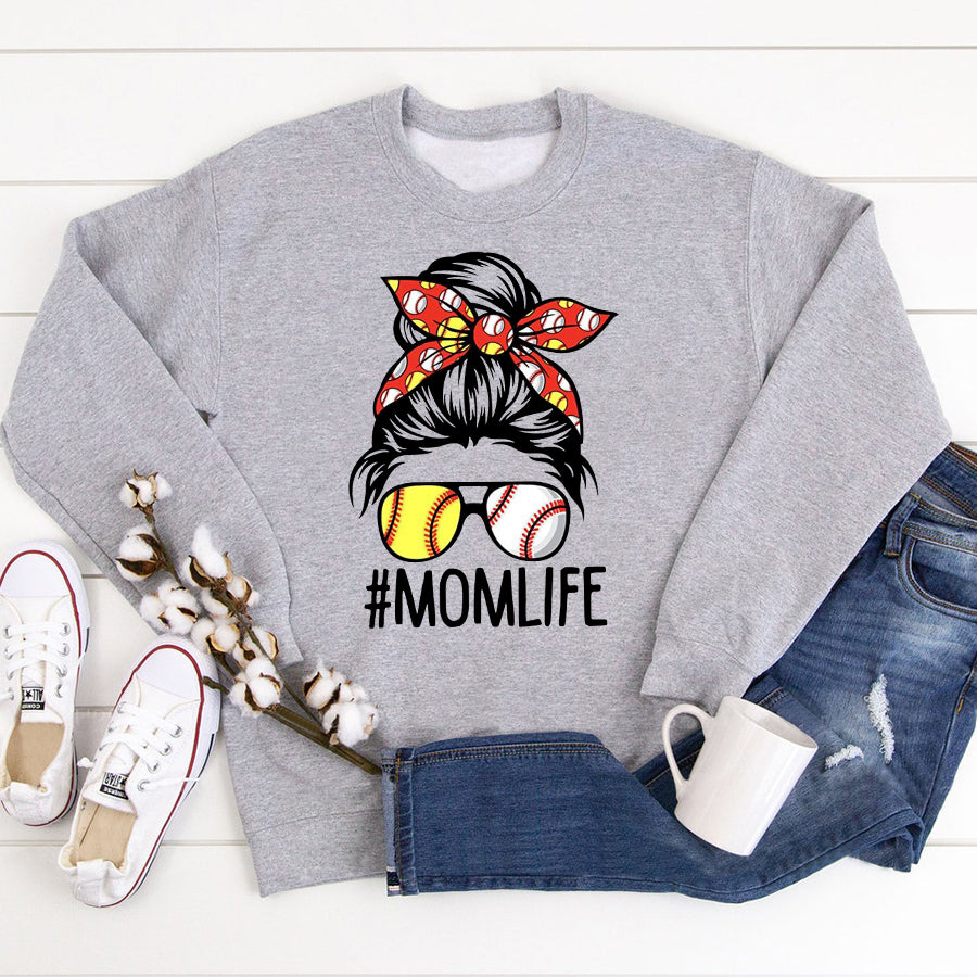 Baseball Mom Shirt Dy Mom Life Softball Baseball Mothers Day Messy Bun T-Shirt Mother Day Shirts