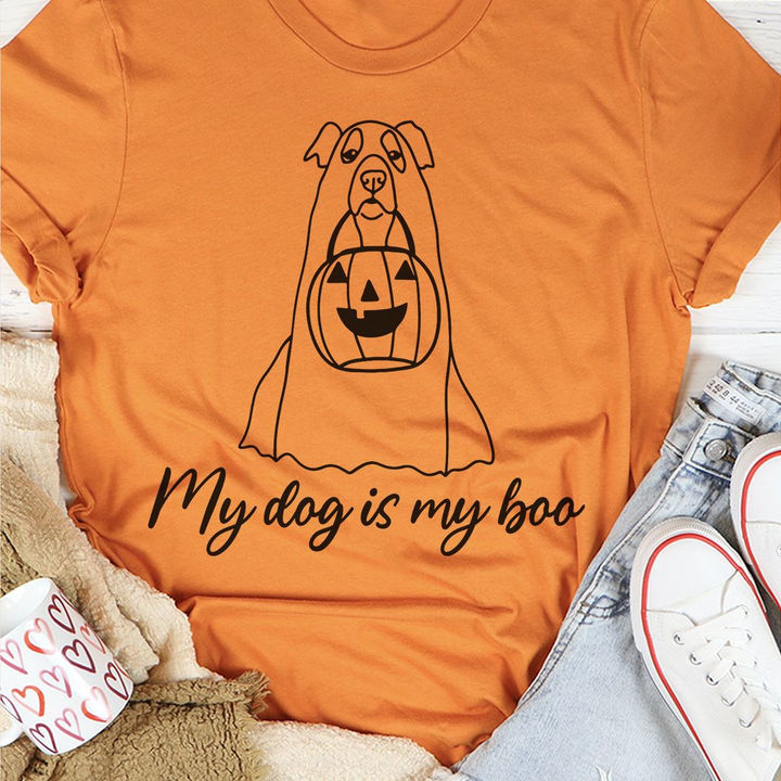 my dog is my boo halloween t shirt, dog pumpkin shirt, cute halloween shirt