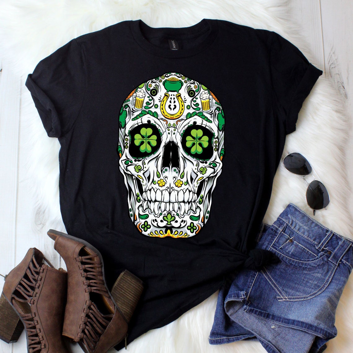 Skull Shirt, St. Patrick's Day Shirt, Shamrock Shirt, St. Patty's Shirt, Irish Shirt, Shenanigans, Drinking Shirt,