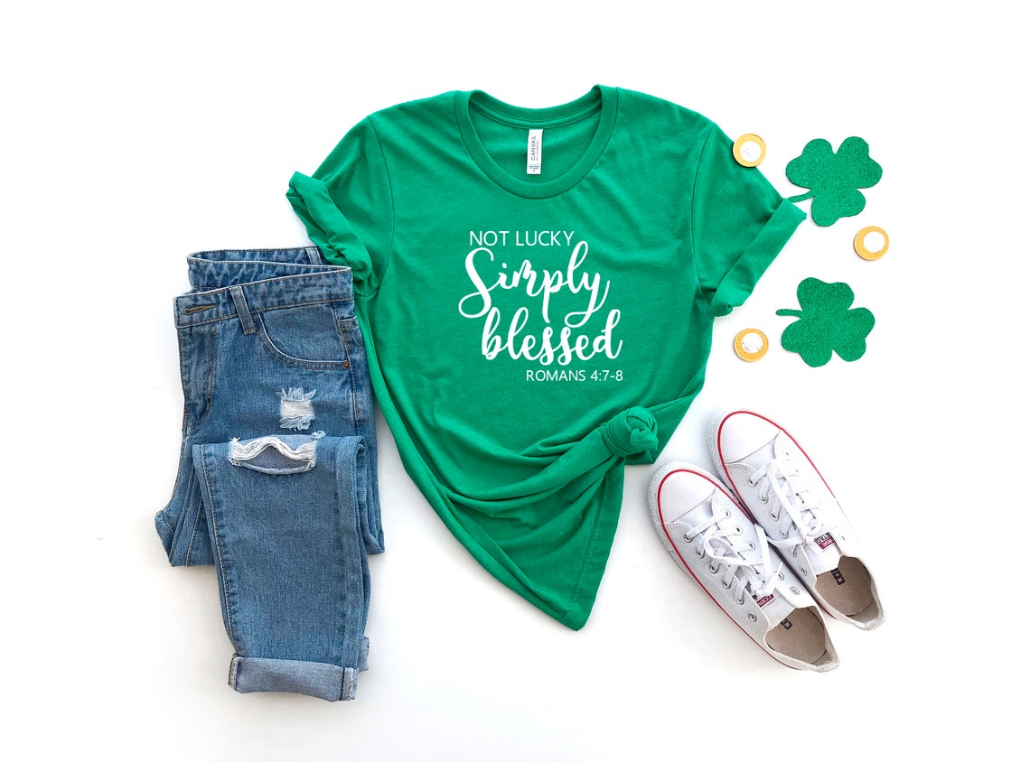 Simply Blesssed Patrick Day Shirt, St. Patricks Day Shirt, Shamrock Lucky Lips, Four Leaf Clover, Shamrock Shirts, Patrick&#39;s Day, Irish Tshirt
