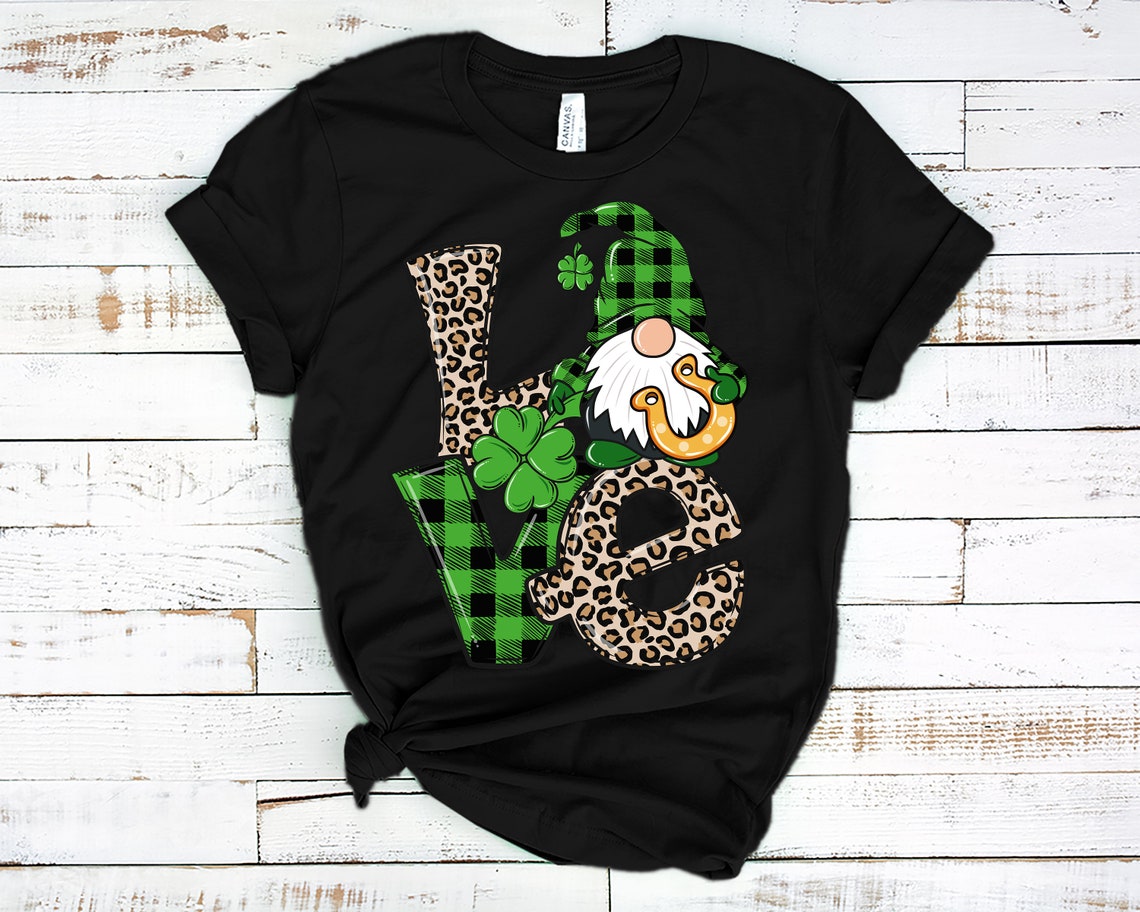 LOVE Patrick Day Gnomes Shirt, St. Patricks Day Shirt, Shamrock Lucky Lips, Four Leaf Clover, Shamrock Shirts, Patrick's Day
