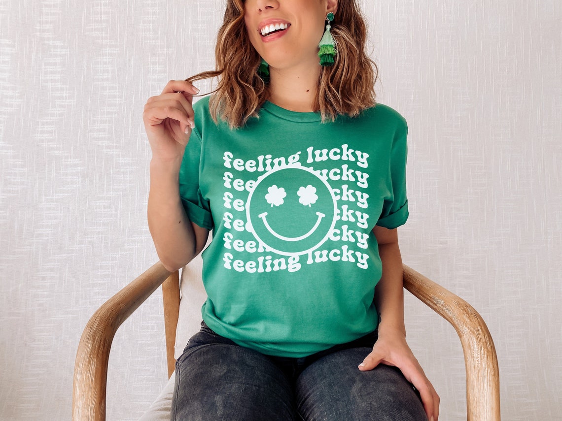 Feeling Lucky Shirt, St. Patrick&#39;s Day Shirt, St. Patrick&#39;s Day T-Shirt for Women, Luck of the Irish, Shamrock Shirt